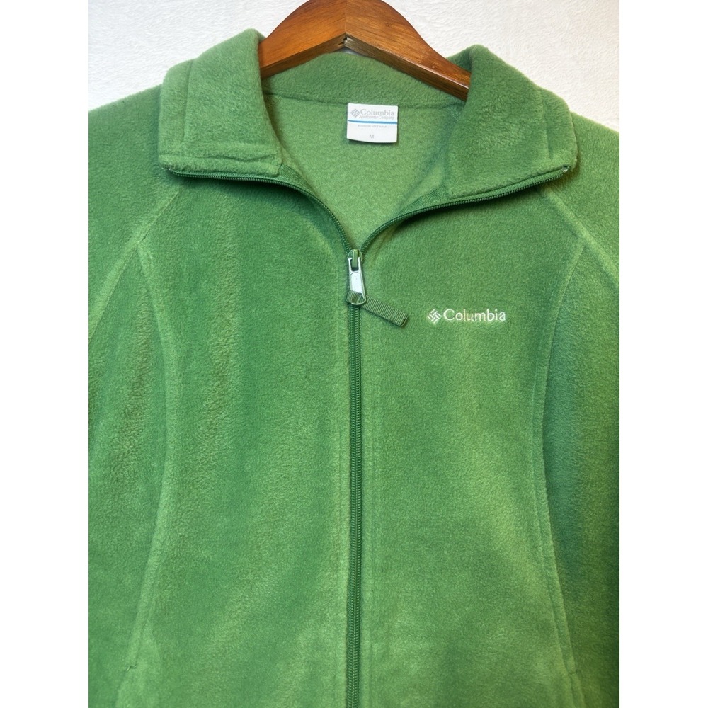 Columbia Fleece Jacket Women's Medium Green Full Zip Pockets Long‎ Sleeve